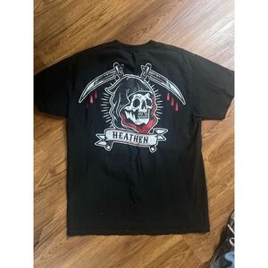 Heathen Black T Shirt Mens Large Skull Logo